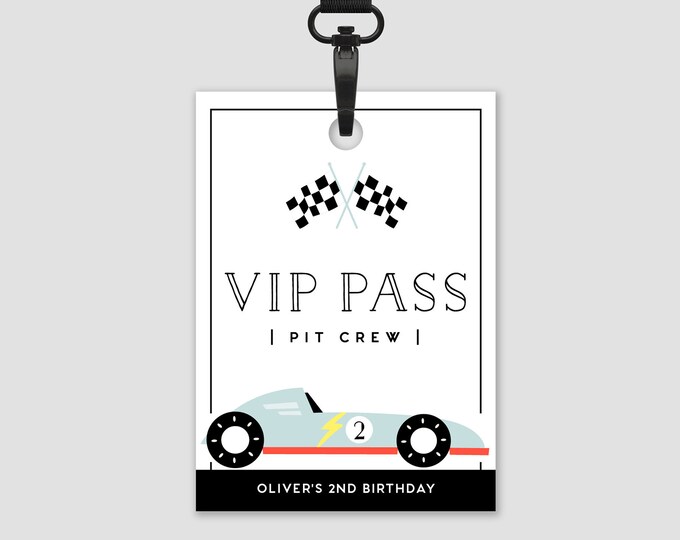 Vip Card For Racing Race Car VIP Pass: Vintage Birthday Party Favor Tag (INSTANT DOWNLOAD ...