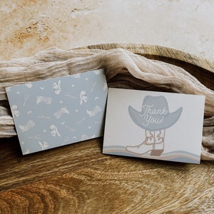 Rodeo Birthday Thank You Card Template, Boy Birthday Wild West Cowboy, Modern Rodeo Southwestern Ranch, Editable Printable Instant Download