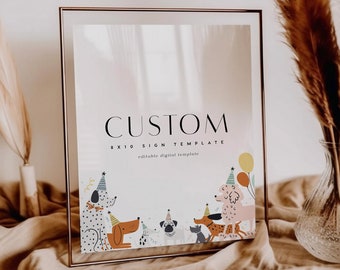 Dog Birthday Party Sign Template: Modern Puppy Theme (Digital Download)