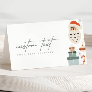 Modelo de barraca de comida de Natal, cartões de lugar Oh What Fun, cartões de comida de Natal, ícones, modelo digital editável para impressão, download instantâneo