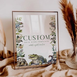 Reptile Sign Template, Alligator Party Signs, Snake and Lizard Party, Reptile Birthday Digital Editable Corlj Template Instant Download