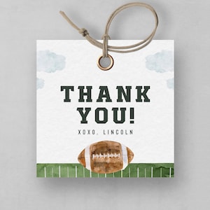Football Favor Tag, Football Party, Football Birthday Party Decorations,, Editable Template, INSTANT DOWNLOAD