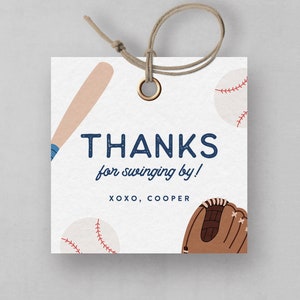 Baseball Favor Tag, Little Rookie, All Star, Sports, Modern Vintage Baseball Birthday Party Decorations, Editable Template, Instant Download