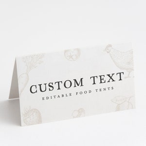 Farmer's Market Food Tents Place Cards, Minimalistic Farmer's Market, Farmer's Market Party Templates, Editable INSTANT DOWNLOAD