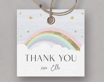 Cloud Rainbow Favor Tag: Editable Party Decoration (INSTANT DOWNLOAD)