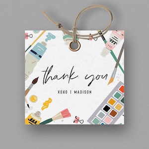 Bearbeitbares Art Party Favor Tag, Gunst Tag Vorlage, Kunst Geburtstag, Gemälde Party, SOFORTIGER DOWNLOAD