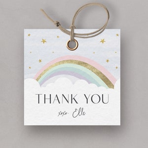 Cloud Rainbow Favor Tag, Cloud Nine, Cloud 9, Cloud, Décorations de fête arc-en-ciel, Modèle modifiable, TÉLÉCHARGEMENT INSTANTANÉ
