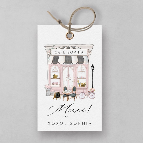 Modern Paris Favor Tag, French Patisserie, Parisian Cafe, French Bakery, Paris Cafe, Editable Template, INSTANT DOWNLOAD