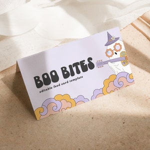 Editable Halloween Party Food Tents, Spooky Party Food Cards, Retro Spooky Halloween Party Food Labels, Editable Template, INSTANT DOWNLOAD