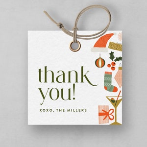Modern Holiday Party Favor Tags: Jingle and Mingle (Editable Template, INSTANT DOWNLOAD)