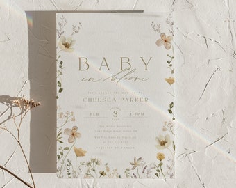 Wildblumen-Babyparty-Einladung: Bearbeitbare Blumenvorlage (Digitaler Download)