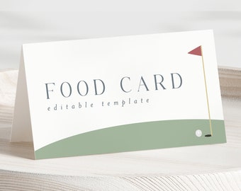 Golf Party Food Cards, Golf Par-Tee, Hole-in-One Golf Birthday Printable Food Tents, Modern Golf, Editable Digital Template Instant Download