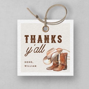 Wild West Favor Tag, Modern Cowboy Birthday Party, Western Birthday Decorations, Editable Template, INSTANT DOWNLOAD