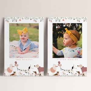 Dog Theme Birthday Photo Banner, Puppy Pawty, Girl Flower Dog Birthday, Floral Dog Design, INSTANT DOWNLOAD