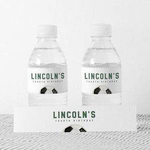 Soccer Birthday Water Bottle Labels: Editable Party Template (Instant Download)