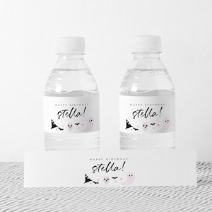 Hey Boo Birthday Water Bottle Labels, Ghost Water Bottle Labels, Halloween Water Bottle Labels, Boo, Editable Labels,  INSTANT DOWNLOAD