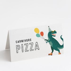 Editable T Rex Dinosaur Food Tents, Modern Dinosaur Food Labels, Three Rex Birthday Decorations, INSTANT DOWNLOAD