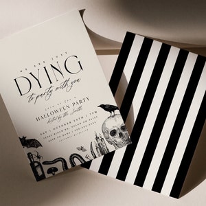 Vintage Halloween-Einladungsvorlage, moderne Halloween-Einladung, druckbare Halloween-Party für Erwachsene, bearbeitbarer sofortiger digitaler Download