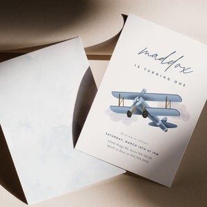 Airplane Birthday Invitation Template, Modern Plane Invitation, Airplane Invitation, Aviation, Editable Template, INSTANT DOWNLOAD