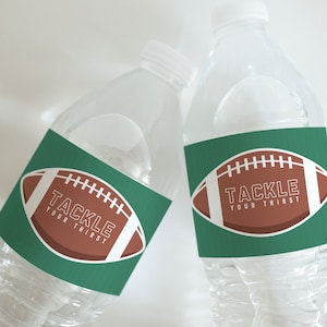 Étiquette de bouteille d’eau de football, fête d’anniversaire de football, fête de hayon, anniversaire de garçon, modèle numérique modifiable téléchargement instantané