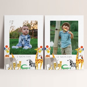 Party Animals Photo Banner, Safari, Elephant, Jungle Animals, Wild One, Two Wild, Party Animals, Editable Template, INSTANT DOWNLOAD