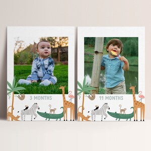 Wild One Photo Banner, Boy First Birthday, Safari Wild, Jungle Animals, Editable Picture Banner,  INSTANT DOWNLOAD
