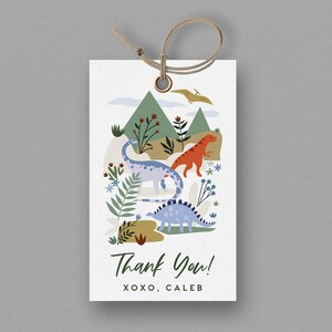 Editable Dinosaur Birthday Favor Tags, Minimalistic Dinosaur Tag, Modern Dinosaur Birthday Party Decorations,  INSTANT DOWNLOAD