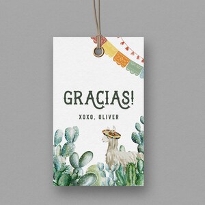 Editable Fiesta Favor Tag: Gracias Llama (Instant Download)