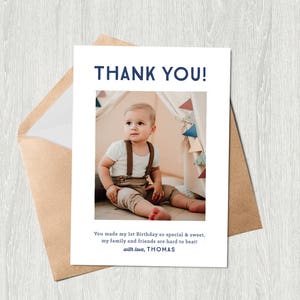 Carte de remerciement avec photo, carte de remerciement avec photo d'anniversaire modifiable | 5x7 | TÉLÉCHARGEMENT INSTANTANÉ
