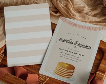 Pancakes and Pajamas Birthday Party Invitation (Digital File)