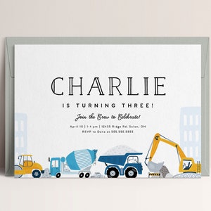 Construction Trucks Birthday Invitation, Construction Site Birthday Invitation, Dump Truck Birthday Invitation, INSTANT DOWNLOAD