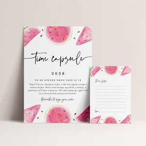 Watermelon Birthday Time Capsule Sign & Card (INSTANT DOWNLOAD)