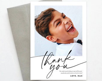 Picture Thank You Card | Birthday Photo Thank You Cards | Editable Thank You Card, Picture Card | INSTANT DOWNLOAD