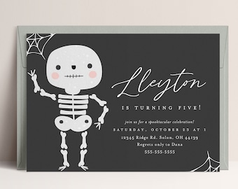Skeleton Halloween Birthday Invitation: Editable Template (Instant Download)