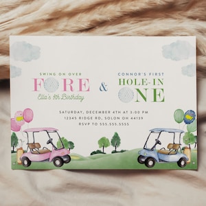 Editable Golf Hole-in-One Birthday Invitation (Instant Download)
