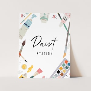 Editable Art Party Signs,  Table Top Sign Template, Art Birthday, Painting Party, INSTANT DOWNLOAD