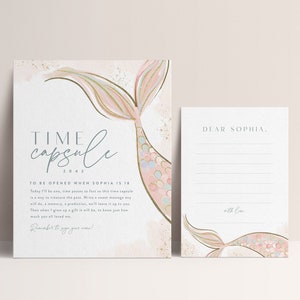 Mermaid Birthday Time Capsule, Boho Mermaid Birthday, Oneder the Sea, Girl Birthday Party Editable Digital Template Instant Download