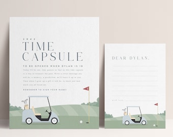 Golf Birthday Time Capsule, Golf Par-Tee, Hole-in-One Golf Birthday Printable Modern Golf, Editable Digital Template Instant Download