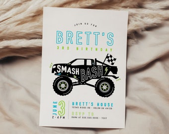 Monster Truck Birthday Invitation Template (Digital Download)