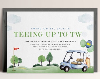 Golf 2nd Birthday Invitation: EDITABLE Template (INSTANT DOWNLOAD)
