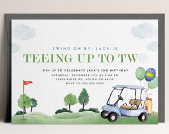 Golf 2nd Birthday Invitation, 2nd Birthday Masters Golf Invitation, EDITABLE invitation, INSTANT DOWNLOAD