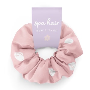 Modèle d'étiquette de chouchou étiquette de faveur de fête d'anniversaire de spa étiquette de fête de spa pyjama glam maquillage fête modèle numérique modifiable TÉLÉCHARGEMENT IMMÉDIAT