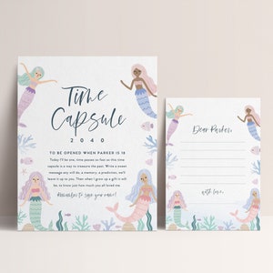 Mermaid Birthday Time Capsule Under the sea party Little Mermaid Birthday Party Editable Digital Corjl Template INSTANT DOWNLOAD