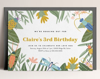 Bug Birthday Party Invitation: Insects Theme, Editable Printable (Instant Download)