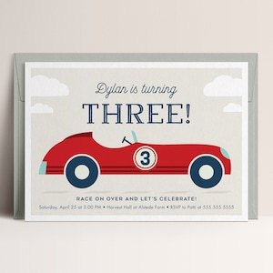 Vintage Race Car Birthday Invitation: Boys Party (INSTANT DOWNLOAD)