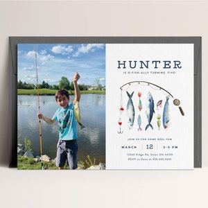 Fishing Birthday Photo Invitation Template: The Big One (INSTANT DOWNLOAD)