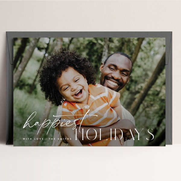 Modern Holiday Photo Card Template, Christmas Picture Card, Holidays Photo Card, Minimalistic Holiday Card Template, INSTANT DOWNLOAD