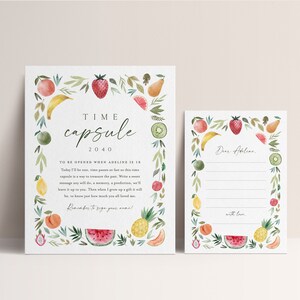 Modern Fruit Birthday Time Capsule, Two-tti Frutti, Tutti Frutti Editable Party Decorations, Tropical Summer Party, Instant Download