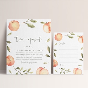 Peach Birthday Time Capsule Sign & Card (INSTANT DOWNLOAD)