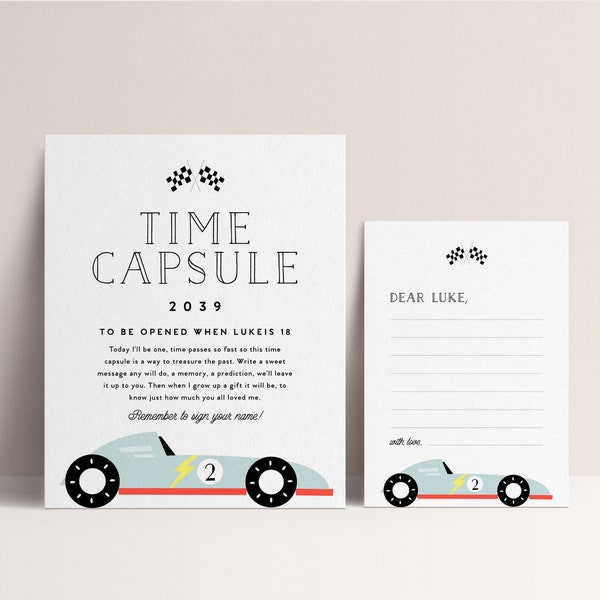 Editable Race Car Time Capsule, Vintage Race Car Birthday, INSTANT DOWNLOAD